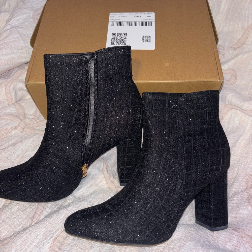 Black Sparkle Ankle Booties